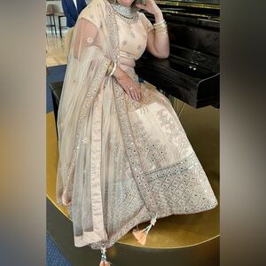 Blush Pink & Net Embroidered wedding Lehenga Set, Saree, Indian lehenga